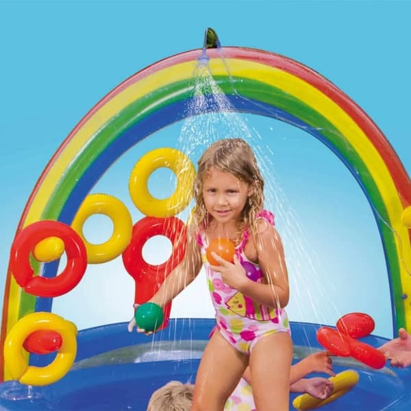 INTEX oppustelig pool Rainbow Ring Play Center 297x193x135 cm 57453NP