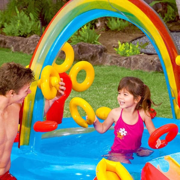 INTEX oppustelig pool Rainbow Ring Play Center 297x193x135 cm 57453NP