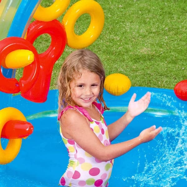 INTEX oppustelig pool Rainbow Ring Play Center 297x193x135 cm 57453NP