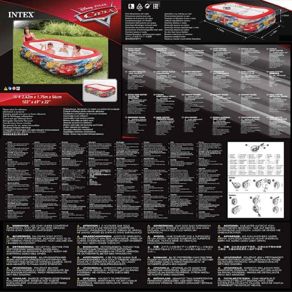 INTEX Cars Swim Center Basseng flerfarget 262x175x56 cm