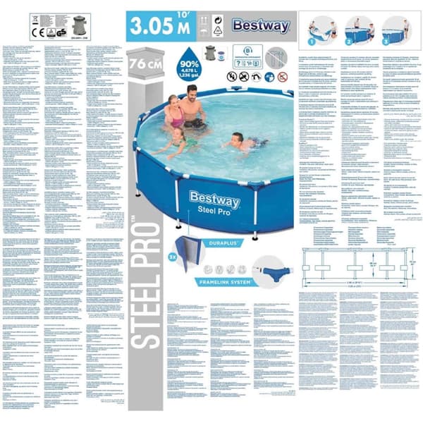 Bestway Pool med stålram Steel Pro 305x76 cm