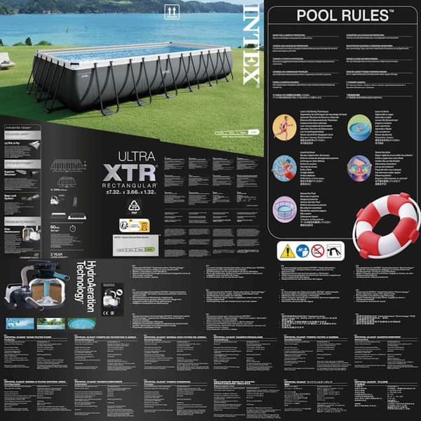 INTEX swimmingpoolsæt Ultra XTR Frame 732x366x132 cm rektangulær