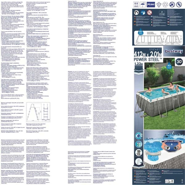 Bestway Power Steel swimmingpoolsæt 412x201x122 cm rektangulær