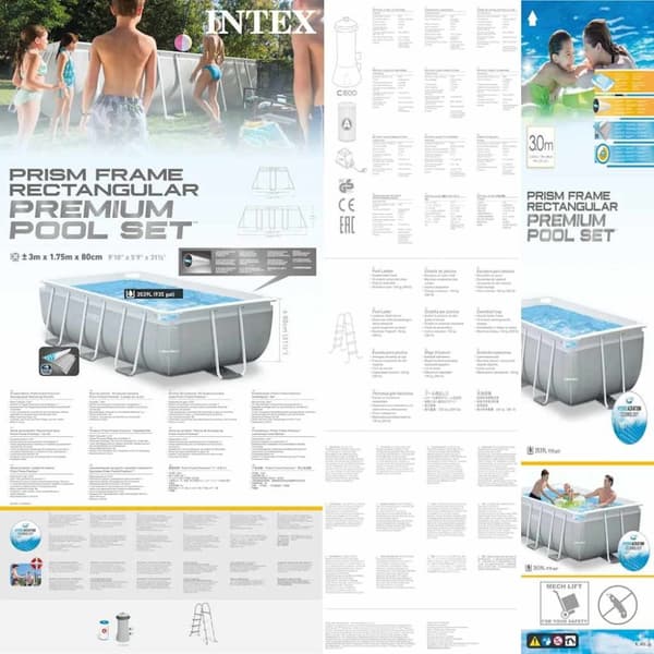 INTEX Poolset Prism Frame rektangulär 300x175x80 cm