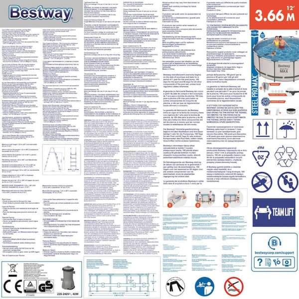 Bestway Pool Steel Pro MAX rund med tillbehör 366x122 cm