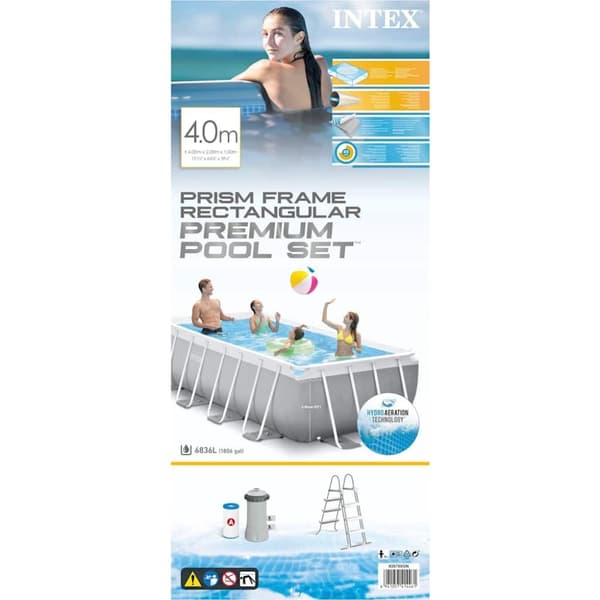 INTEX swimmingpoolsæt Prism Frame 400x200x100 cm rektangulær