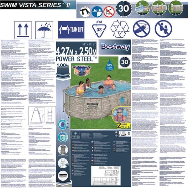 Bestway Pool Power Steel med tillbehör 427x250x100 cm