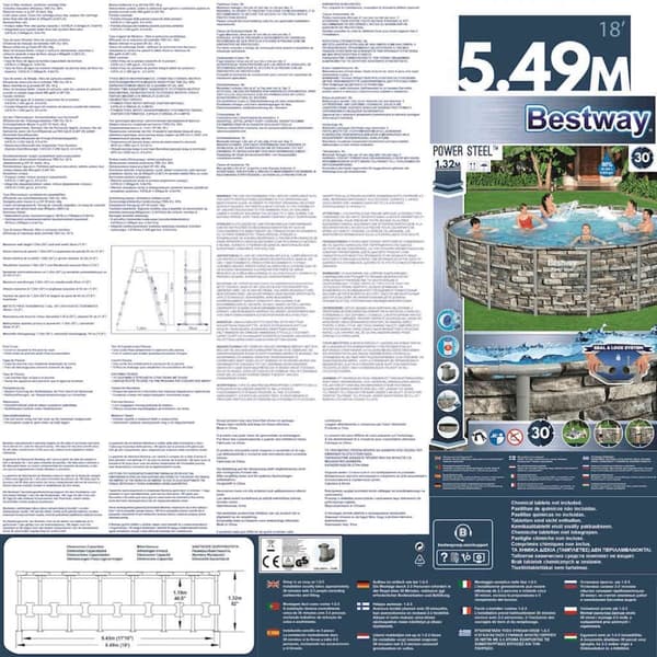 Bestway Power Steel swimmingpoolsæt 488x305x107 cm