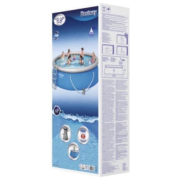 Bestway Uppblåsbar pool med tillbehör Fast Set rund 457x122 cm