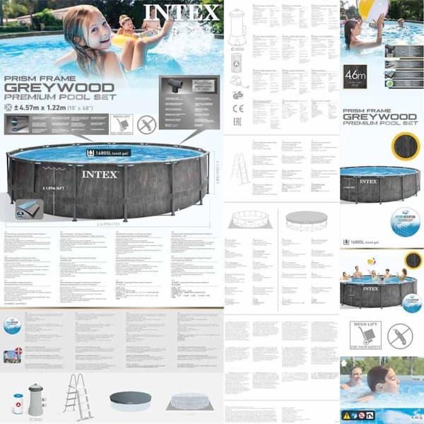 INTEX Greywood Prism Frame Premium poolsæt 457x122 cm