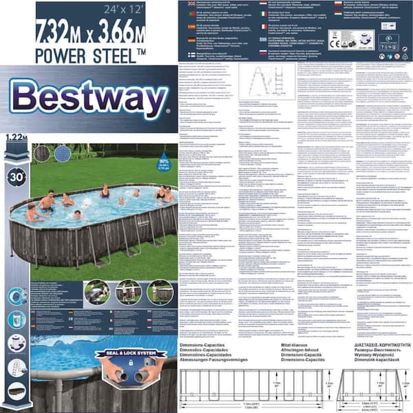 Bestway swimmingpoolsæt 7,32x3,66x1,22 m oval