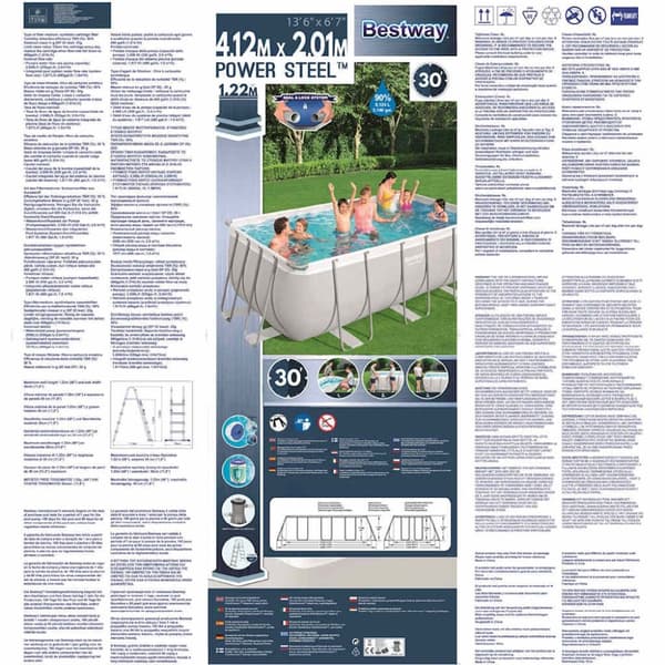 Bestway Pool Power Steel rektangulär 412x201x122 cm