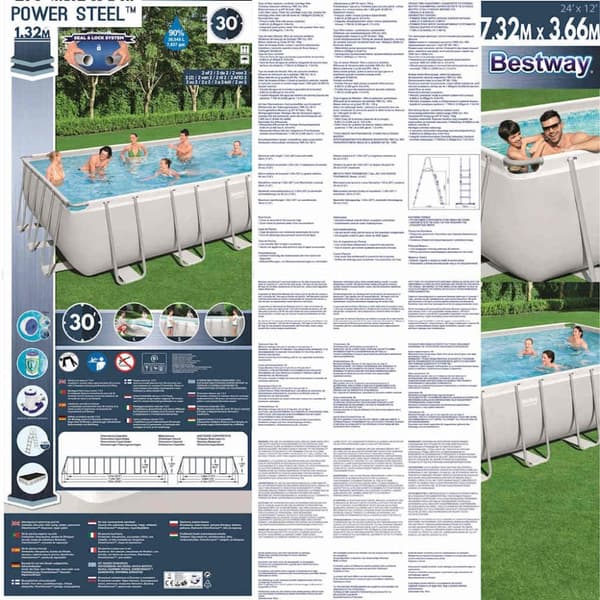 Bestway Pool Power Steel med tillbehör rektangulär 732x366x132 cm