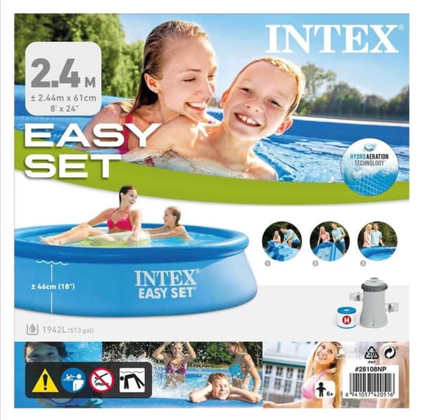 INTEX Easy Set Pool med pump 244x61 cm 1900l