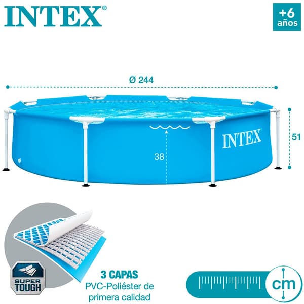 Intex Metallirunkoinen Allas 244x51 Cm Sininen 1828 Litres