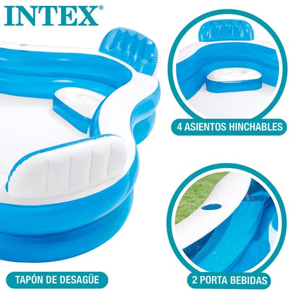 Intex Oppustelig Pool Med Sæder Hvid 990 Liters