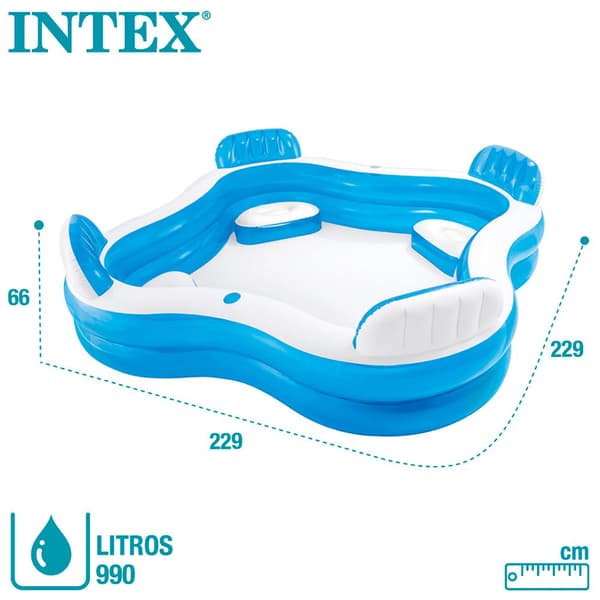 Intex Oppustelig Pool Med Sæder Hvid 990 Liters