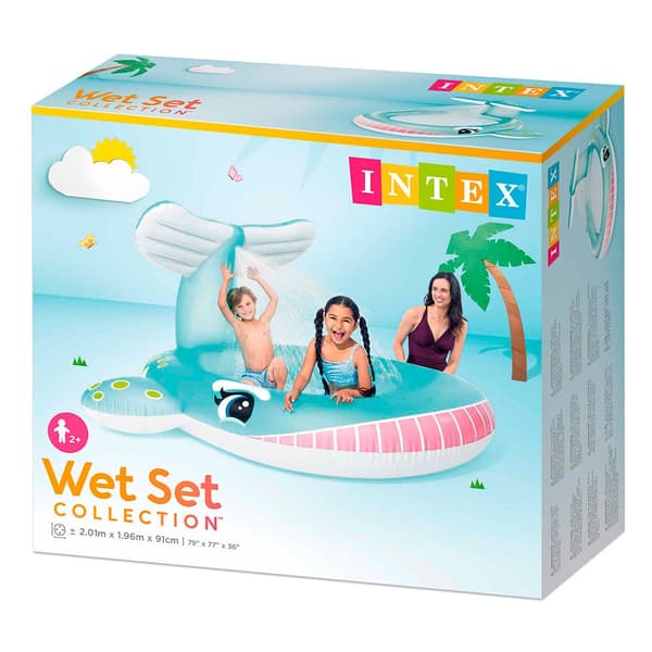 Intex Uima -allas Inflatable Whale With Sprinkler Sininen