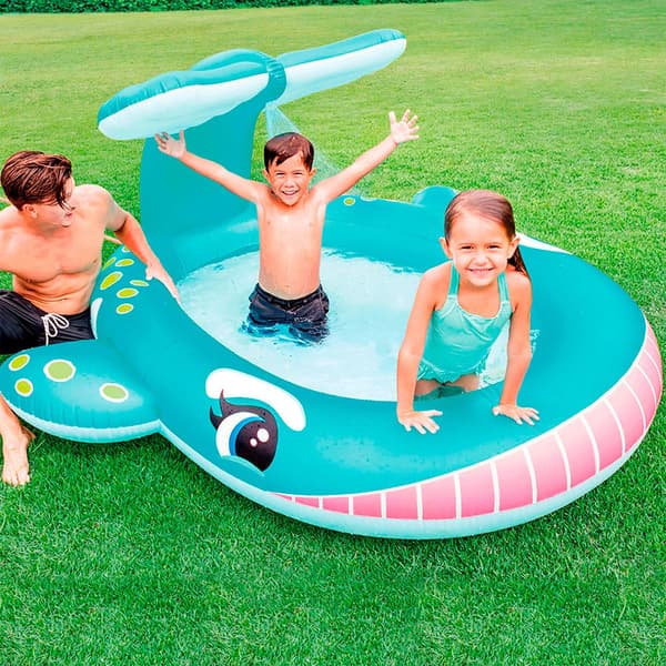 Intex Uima -allas Inflatable Whale With Sprinkler Sininen