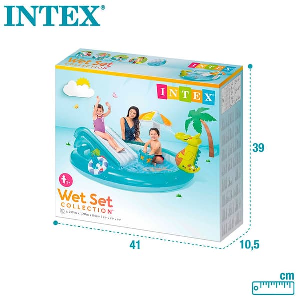 Intex Krokodillelegecenter Med Rutschebane Flerfarvet 201 x 17 x 84 cm