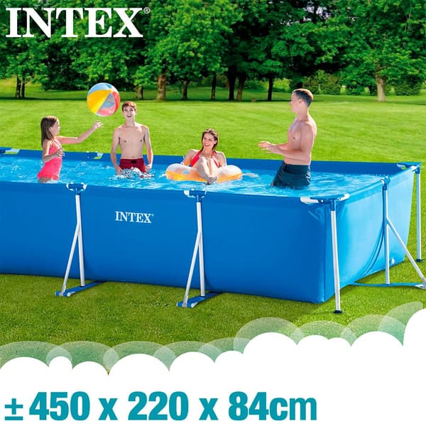 Intex Metalramme Med Patronfilterpumpe Pool 450x220x84 Cm Blå 450 x 220 x 84 cm