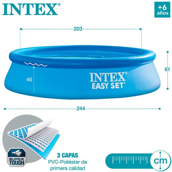 Intex Med Filterpatronpump Easy Set 244x61 Centimeter Slå Samman Blå 244 x 61 cm