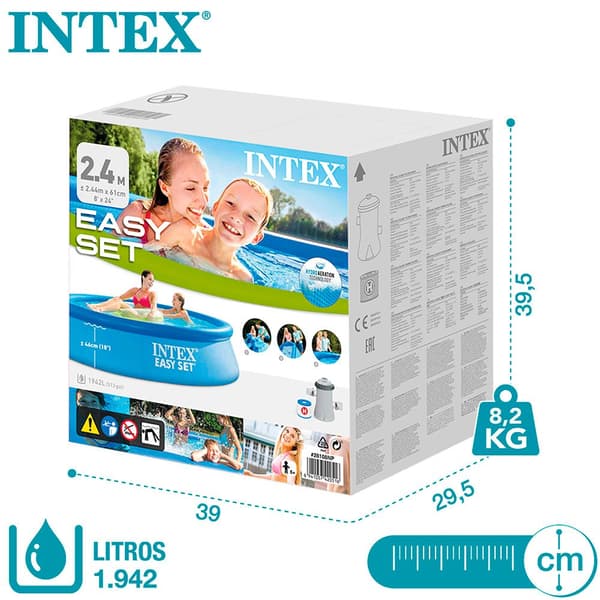 Intex Med Filterpatronpump Easy Set 244x61 Centimeter Slå Samman Blå 244 x 61 cm