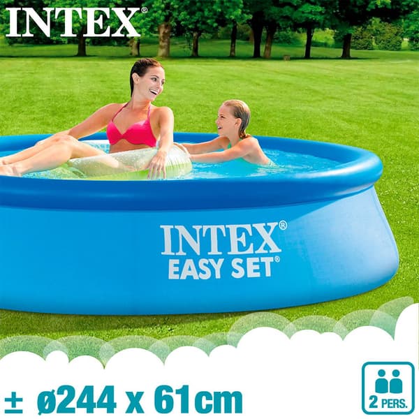 Intex Med Filterpatronpump Easy Set 244x61 Centimeter Slå Samman Blå 244 x 61 cm