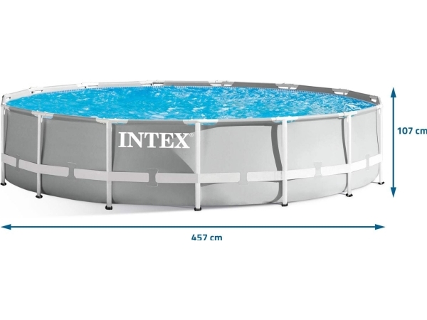 Intex Prism Frame Pool Set 14ft - Komplett-Set Mit Filteranlage & Abdeckplane