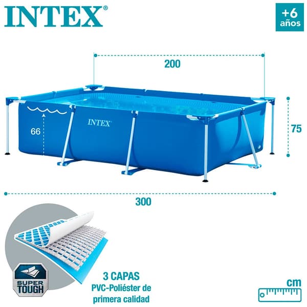 Intex Pool Small Frame Collapsible 300x200x75 Cm Blå 300 x 200 x 75 cm
