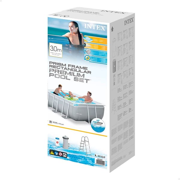 Intex Pool Prisma Frame Rectangular With Filter Grå 300 x 175 x 80 cm