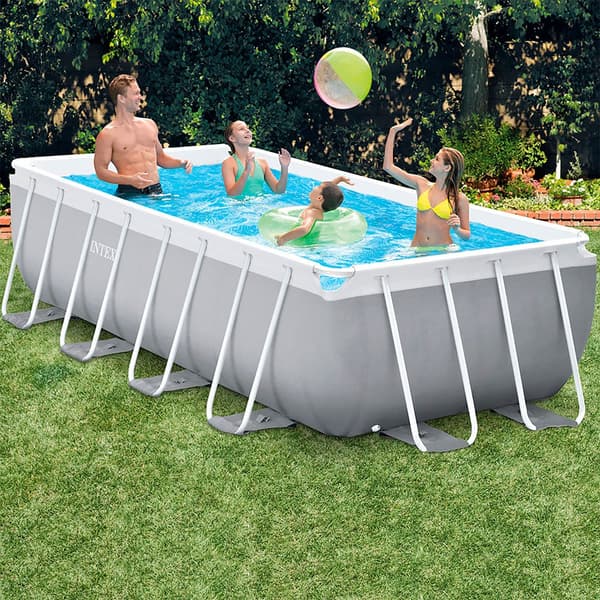 Intex Pool Prisma Frame Rectangular Above Ground With Filter Hvid 400 x 200 x 100 cm
