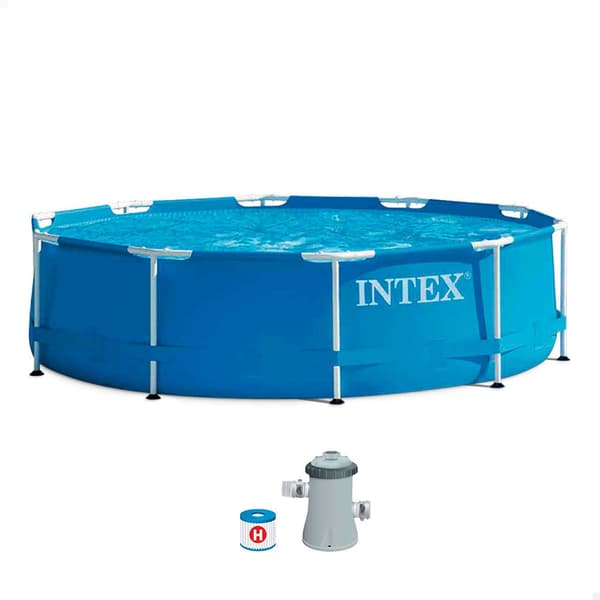 Intex Slå Samman Metal Frame Round+filter Blå 4485 Liters
