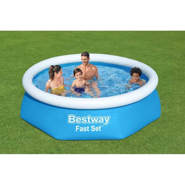 Bestway Rund Oppustelig Pool Fast Set 244x61 Cm Blå 1880 Liters