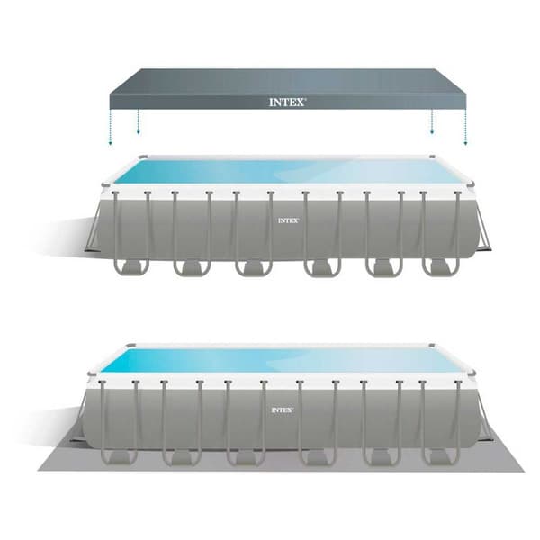 Intex Med Chlorinator Rektangulær Stålramme Over Jorden Pool Ultra Xtr 732 X 366 X 132 Cm Grå 31805 Liters