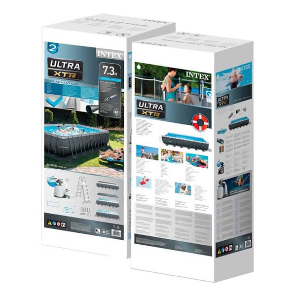 Intex Med Chlorinator Rektangulær Stålramme Over Jorden Pool Ultra Xtr 732 X 366 X 132 Cm Grå 31805 Liters