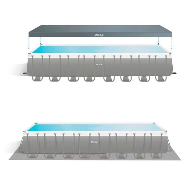 Intex Suorakaiteen Muotoinen Teräsrunko Maanpinnan Yläpuolella Ultra Xtr 975 X 488 X 132 Cm Sininen,Harmaa 54368 Liters