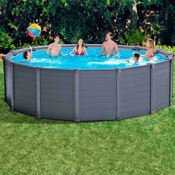 Intex Rundt Poolpanel Over Jorden Graphite Ø 478x124 Cm Grå 16805 Liters