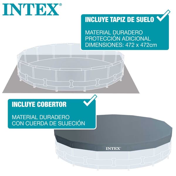 Intex Rund Stålramme Over Jorden Pool Greywood Prism Premium Ø 457x122 Cm Grå 16805 Liters