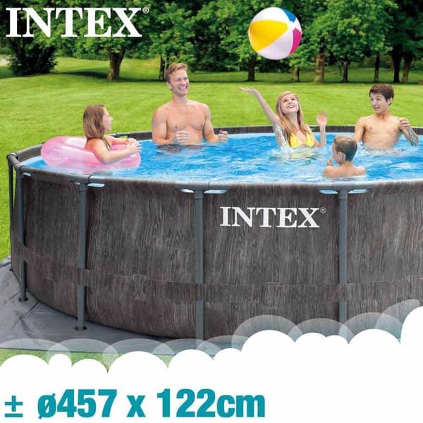 Intex Rund Stålramme Over Jorden Pool Greywood Prism Premium Ø 457x122 Cm Grå 16805 Liters