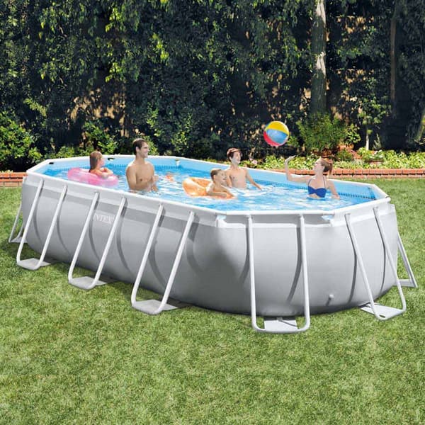 Intex Oval Pool Stålramme Over Jorden Prism 503x274x122 Cm Grå 13365 Liters