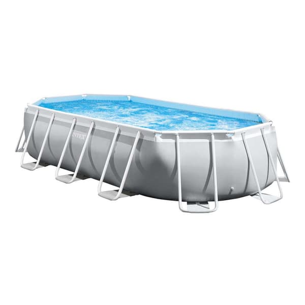 Intex Oval Pool Stålramme Over Jorden Prism 503x274x122 Cm Grå 13365 Liters