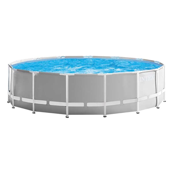 Intex Pyöreä Teräsrunko Maanpinnan Yläpuolella Allas Prism Ø 457x122 Cm Harmaa 16805 Liters