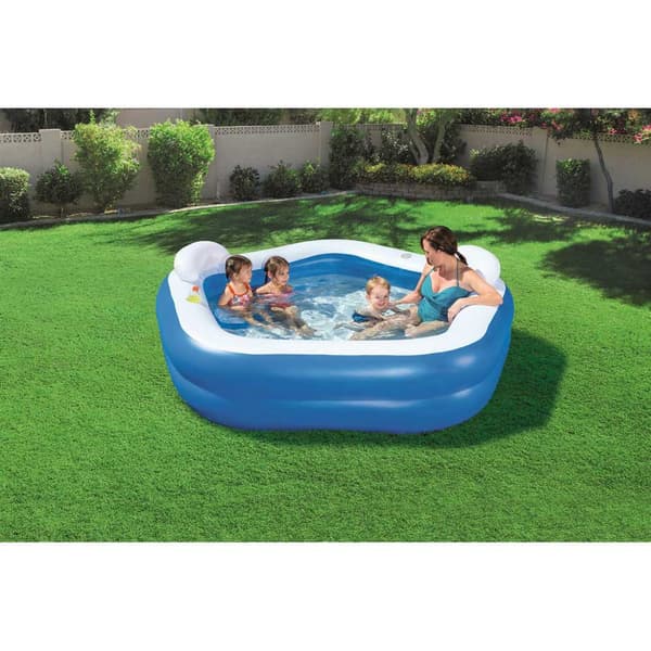 Bestway Firkantet Oppustelig Pool Family Fun 213x207x69 Cm Hvid,Blå 575 Liters