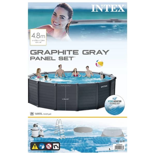 INTEX fritstående swimmingpool Graphite Gray Panel 478x124 cm