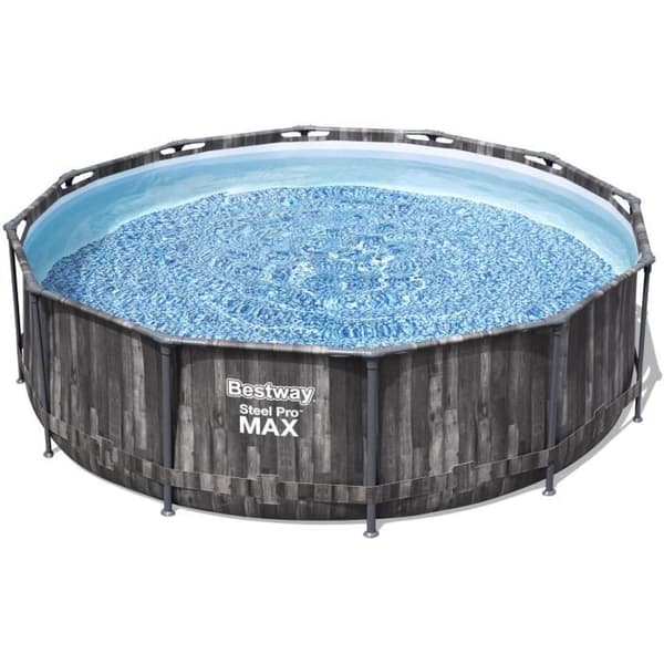 Kit för uppblåsbar swimmingpool BESTWAY - Steel Pro Max™ - 366 x 100 cm - Rund (patronfilter, stege, diffusor)