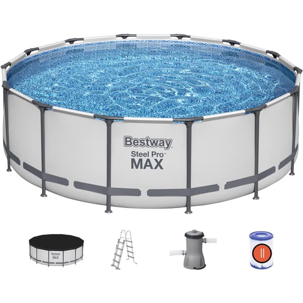 Bestway swimmingpoolsæt Steel Pro Max 427 lysegrå