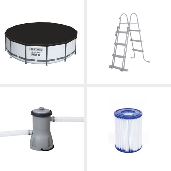 Bestway swimmingpoolsæt Steel Pro Max 427 lysegrå