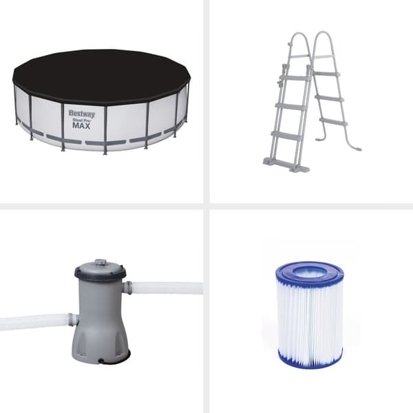 Bestway poolset Steel Pro Max 457 ljusgrå