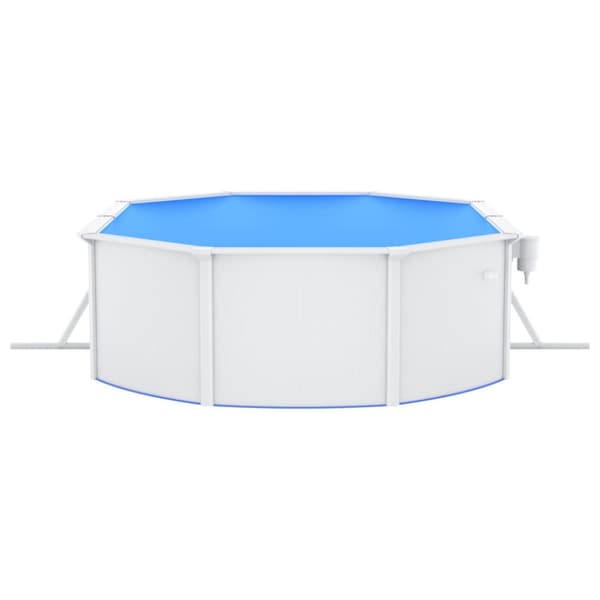 swimmingpool med stålvæg 490x360x120 cm oval hvid